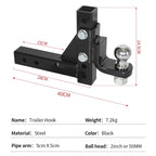 Adjustable Lifting Trailer Arm Fits Rear Bumper with 2inch Receiver Use Tow Hook Parts Trailer Hitch Camping Car Accessories 2