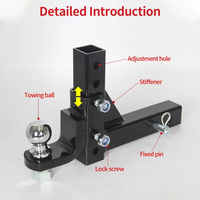 Adjustable Lifting Trailer Arm Fits Rear Bumper with 2inch Receiver Use Tow Hook Parts Trailer Hitch Camping Car Accessories 3