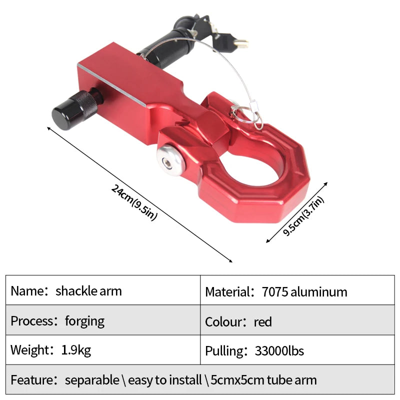 Aluminum Alloy 15T Towing Hitch Shackle Towing Arm 5x5cm Square Tube Off-road Refit Hook Trailer Hitch Camp Trailer Accessories 3