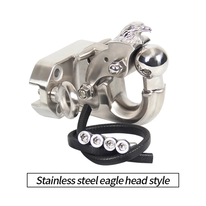 PRADO Car Eagle Head Stainless Steel Off-Road Rescue Trailer Hitch With Ball Refit Parts Tow Hook Accessories 4