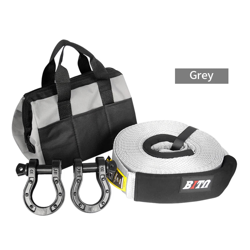 New 15 Ton Break Strength Heavy Duty Nylon Tow Strap Emergency Road Towing Trailer Parts Recovery Rope Trailer Hitch 6