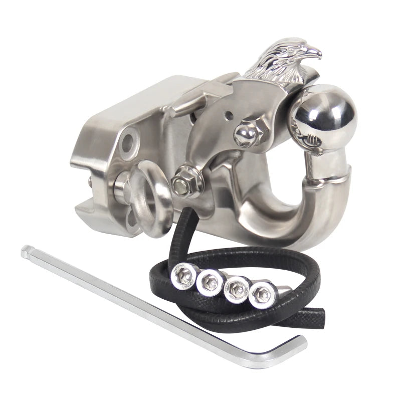 New Eagle Head Style Stainless Steel Trailer Hitch 105x55mm Base Hole Off-Road Rescue Tow Hook Refit Towing Accessories 3