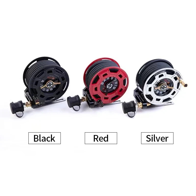 Pneumatic Hose Reel Stainless Steel Bracket & Aluminum Main Body Universal Parts for Tire Inflation & High-Pressure Car Wash 3