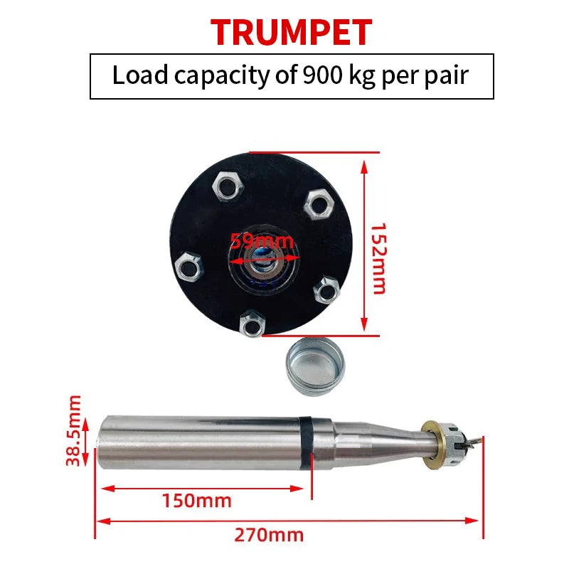 New High Quality Steel 5-114.3 Unbraked Trailer Half Axle Straight Haba Head Wheel Hub Belt Hitch Accessories 1500kg Load 4