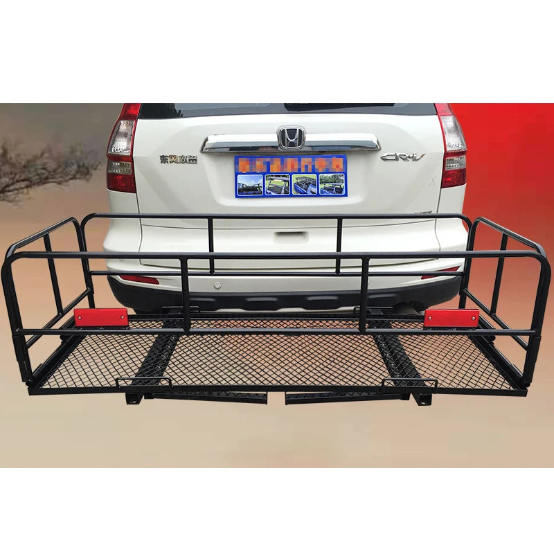 Car Rear 2inch Receiver Folding Luggage Basket Frame Hitch Rack for Travel Camping Trailer Hitch Camp Trailer Accessories 4