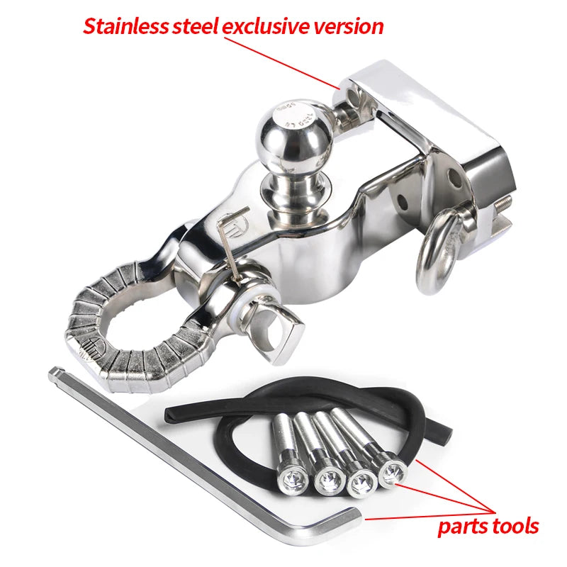 Prado Stainless Steel Trailer Hitch 50mm Ball Head with Detachable Shackle Off-road Refit Tow Hook Parts Accessories 5