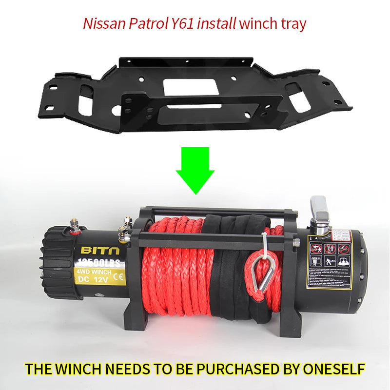 For Patrol Y61 Off-road SUV Steel Front Bumper Winch Tray Bracket Trailer Winch Refit Hitch Parts Camp Trailer Car Accessories 3