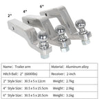 Trailer Hitch 2/4/6 Inch Aluminum Alloy Trailer Arm With 2" Hitch Ball 6000LBS Tow Load Tow Hook Trailer Parts & Car Accessories 2