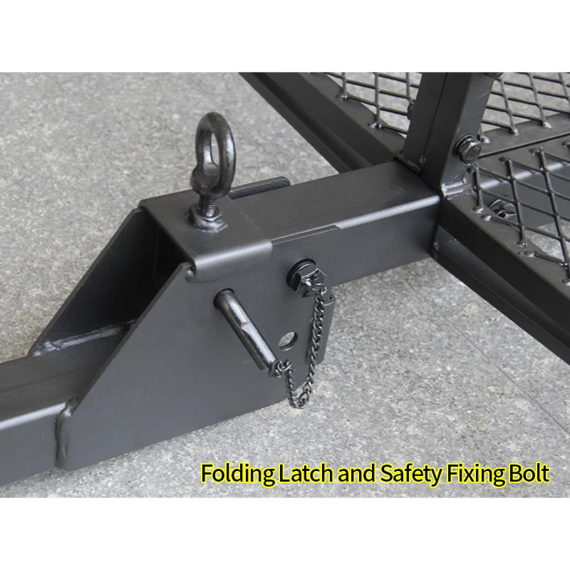 Folding Hitch Cargo Carrier Basket 2 Inch Receiver Mount Heavy Duty Steel Rear Luggage Rack for SUV Truck Car Road Trip Camping 6