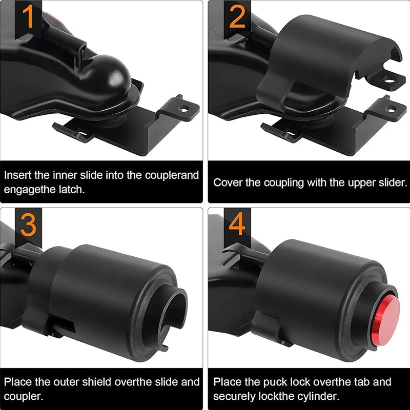 Upgraded Anti-Theft Heavy Duty 2-5/16 Inch Trailer Coupler Lock Parts Trailer Hitch RV Tongue Lock Car Universal Towing Lock OEM 4