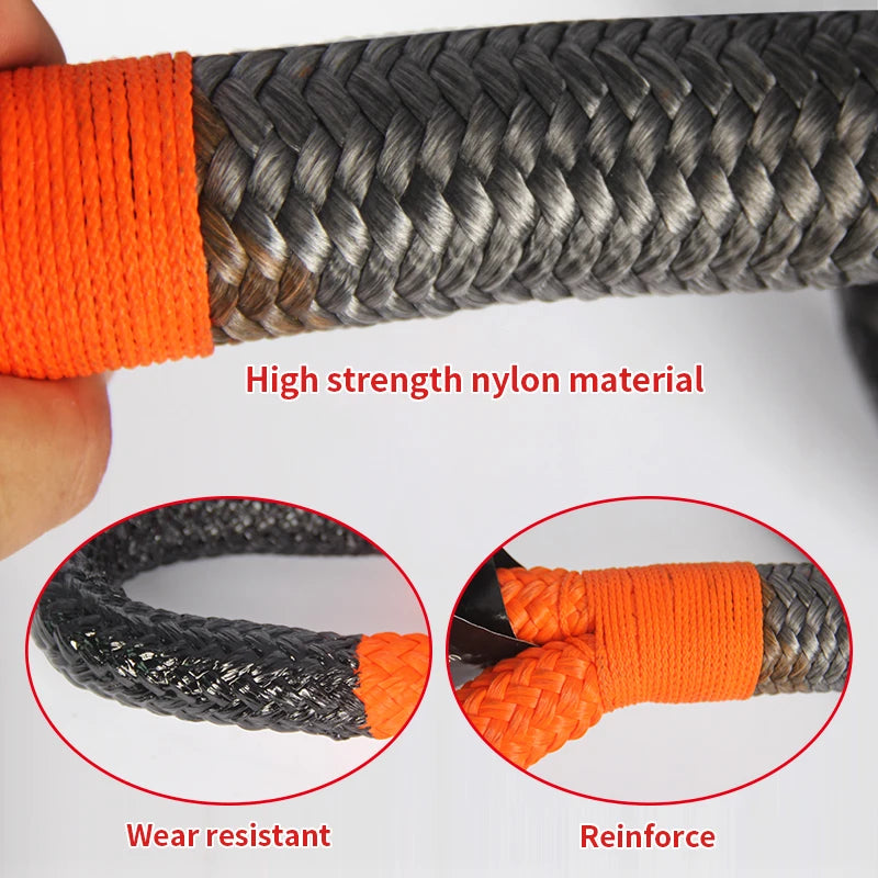 New Black 6M 15 Tons High Strength Nylon Tow Cable Strap Towing Rope Trailer Hitch Camp Trailer Accessories Tow Hook 6
