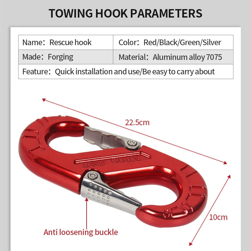 4X4 Off-Road Aluminum Alloy 7075 Trailer Hook S-Shaped Winch Quick Locking Auto Winch Trailer Shackle Trailer Parts Accessories 3
