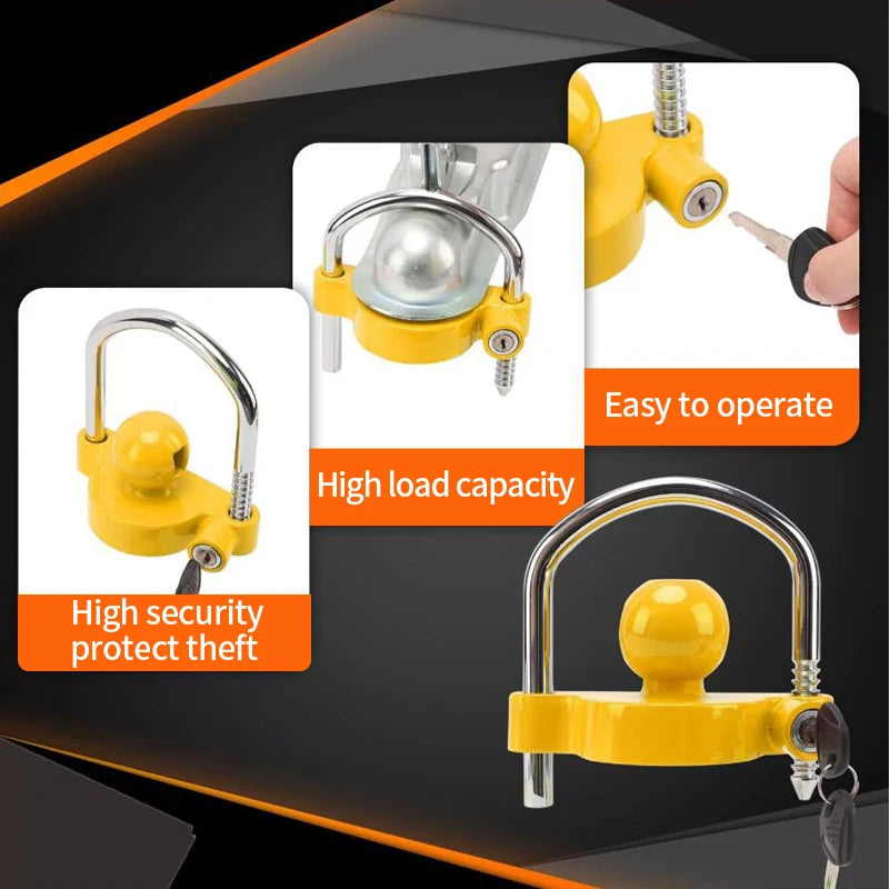 Heavy Duty Anti-Theft Trailer Coupler Lock Universal Adjustable Solid Steel Hitch Ball Security Rustproof Towing Device Parts 5