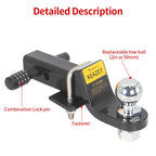 Trailer Hitch With 2" or 50mm Tow Ball Trailer Arm Set Fits 2inch Receiver of Rear Bumper Trailer Hook Car Accessories Lock Pin 3