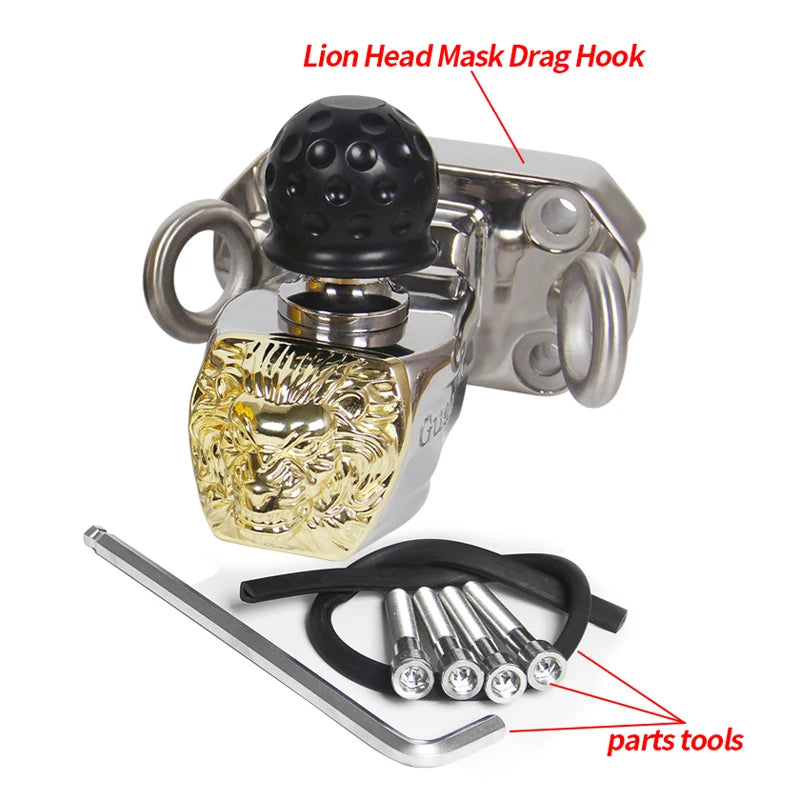 Prado Car lion Mask Stainless Steel Off-Road Rescue Base Ring and Towing Ball Tow Hook Trailer Hitch Camp Trailer Accessories 5