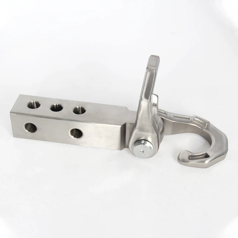 New Silver Stainless Steel Trailer Arm Release Tow Hook 5cm X 5cm Tube Arm 2inch Receiver Hitch 11000 LBS Load Capacity 4