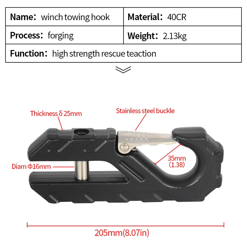 10 Inch Hawse Fairlead Winch Guide and Winch Hook Trailer Hitch Forged Magnetic Winch Hook Parts Off-road Refit Car Accessories 5