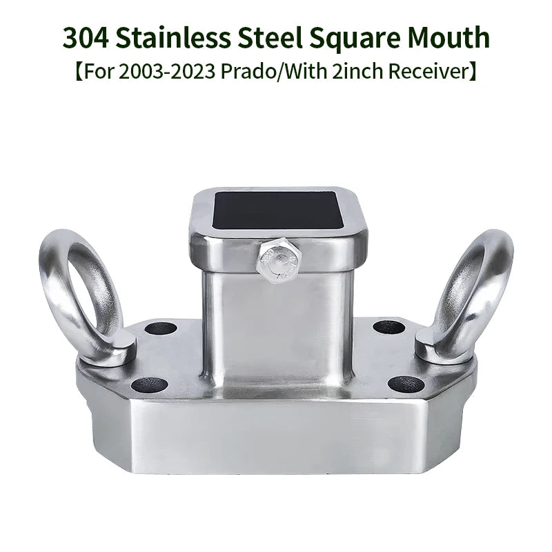 304 Stainless Steel Towing Square Mouth Base with 2inch Receiver for 2003-2023 Prado Trailer Hitch Offroad Parts Car Accessories 1