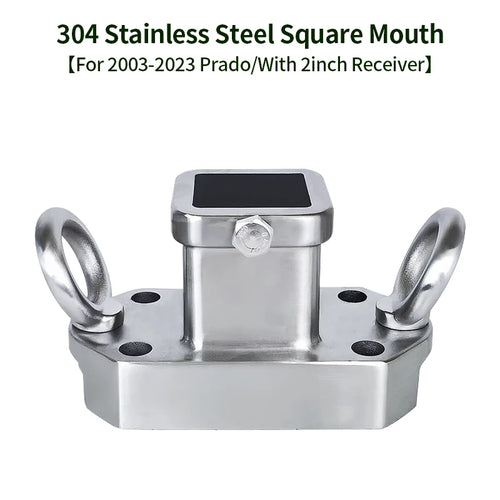 304 Stainless Steel Towing Square Mouth Base with 2inch Receiver for 2003-2023 Prado Trailer Hitch Offroad Parts Car Accessories 1