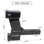 Heavy Duty Manganese Steel 5x5cm Solid Tube Adapter with 2-inch Receiver Dual Ports Trailer Arm Trailer Hitch Car Accessories 5
