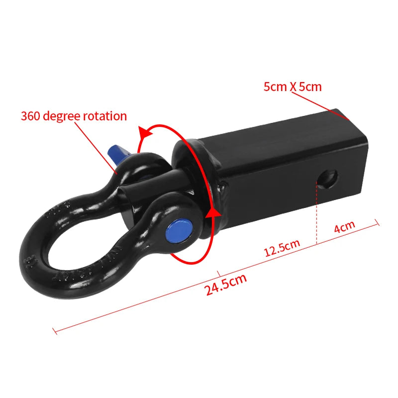 10000LBS Trailer Hitch With 3/4 Rotatable Shackle Arm for 2inch Receiver Car Rear Bumper Pintle Tow Hook Off-road Accessories 2