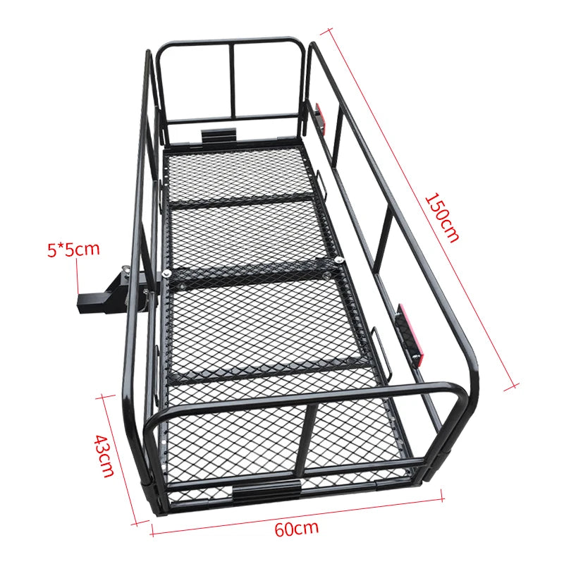 Car Rear 2inch Receiver Folding Luggage Basket Frame Hitch Rack for Travel Camping Trailer Hitch Camp Trailer Accessories 3