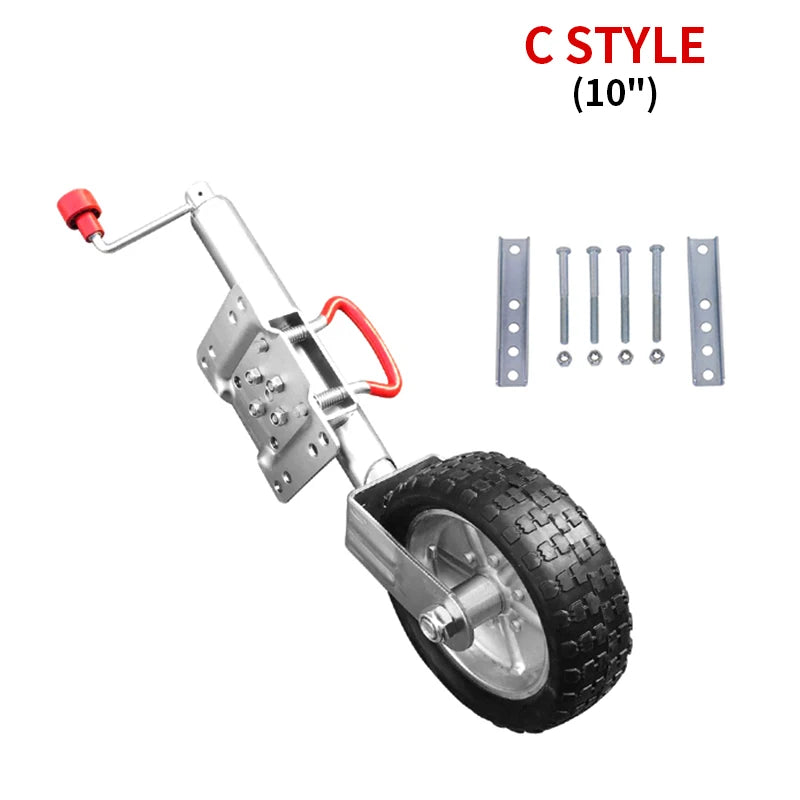 New High Quality Top Shaking Hand Cranked Trailer Jack Support Leg Guide Wheel Rubber Hitch Parts 1100lbs 6" 8" 10" 4