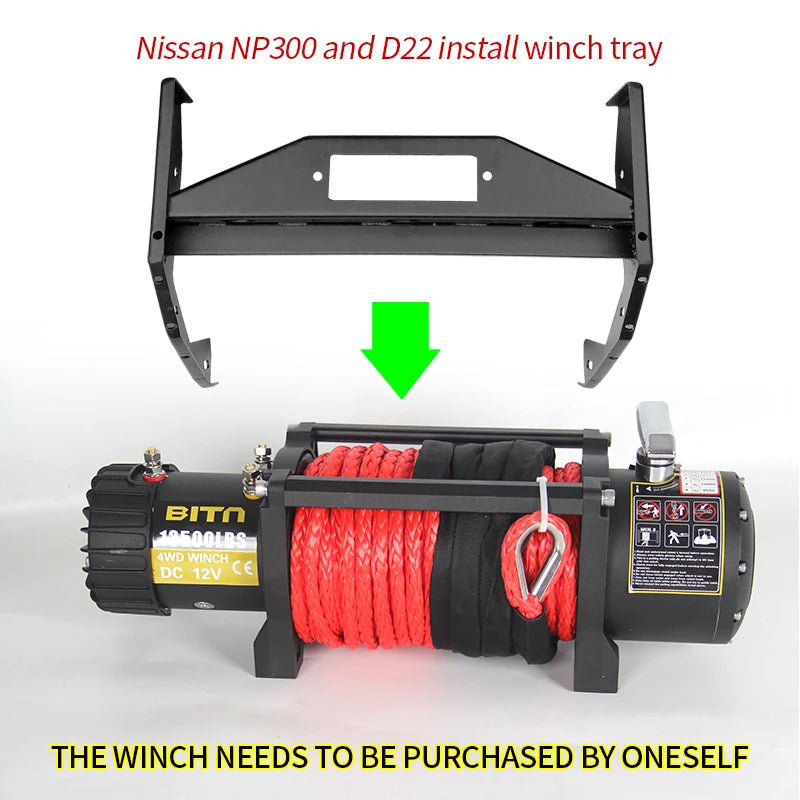 For Nissan NP300 D22 Steel Winch Tray Bracket Parts Front Bumper Winch Mounting Rack Holder Frame Trailer Hitch Car Accessories 4