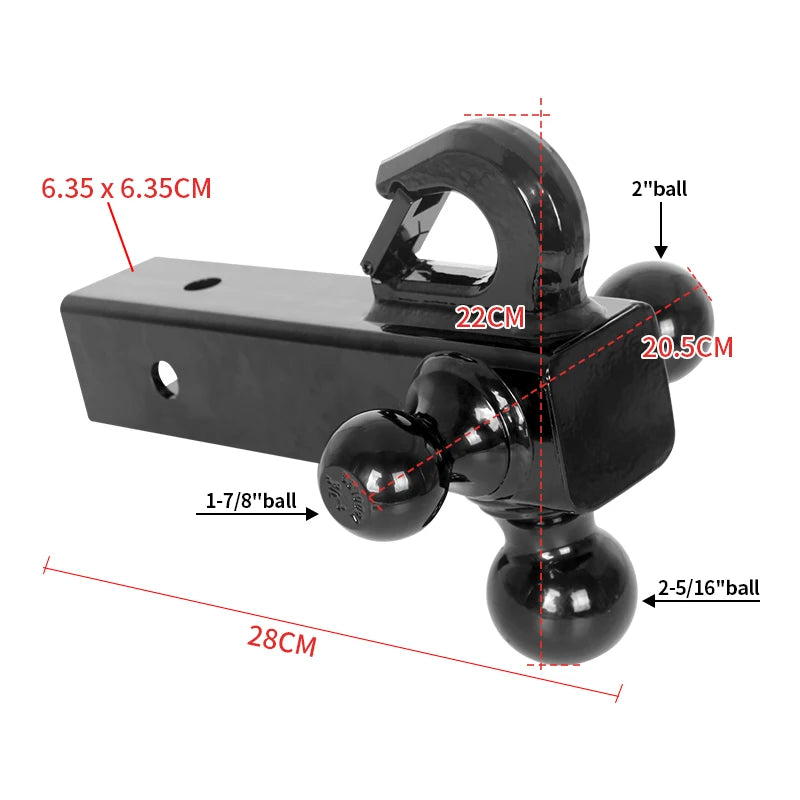 Fits for RAM2500 Hemi and Ram3500 Trailer Hitch Tri Ball Trailer Arm to 2-1/2-inch Receiver Refit Tow Hook Parts Car Accessories 3