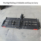 High Railing Folding Luggage Rack Cargo Carrier for Rear Bumper 2inch Receiver Trailer Hitch High Side Cargo Basket Accessories 5