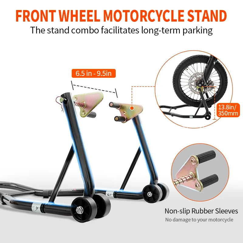 Motorcycle Front Wheel Lift Stand Parts Steel Front Paddock Stand Wheel Lift Support Repair Maintenance Holder for Motorbike 3