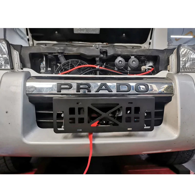 For PRADO LC150 Front Bumper Steel Winch Tray Bracket Trailer Hitch Winch Mounting Rack Holder Car Winch Cradle Accessories 4