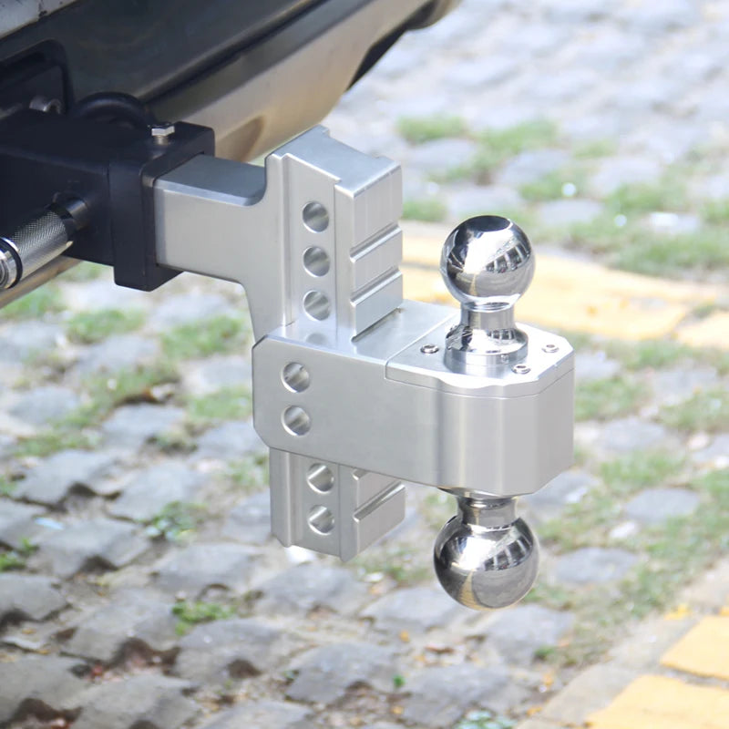 6inch Adjustable Aluminum Alloy Trailer Hitch Dual Ball Mount for 2 Inch Receiver up and Down Height Adjustable Car Towing Hitch 5