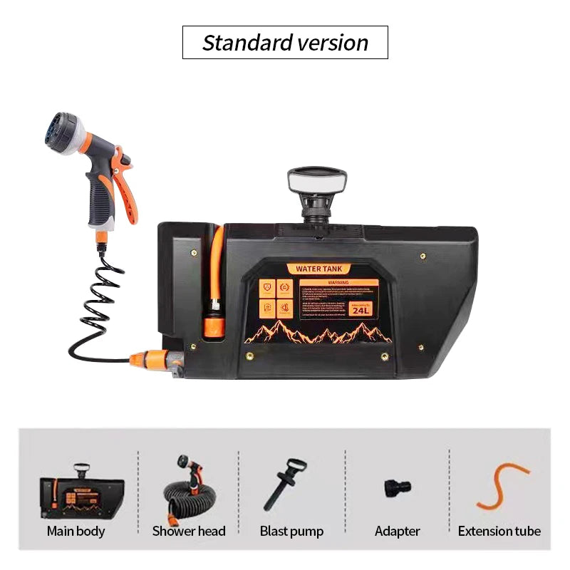 24L Portable Pressurized Outdoor PE Plastic Water Tank Trailer Hitch Water Container Overlanding Camp Accessories Bathing 2