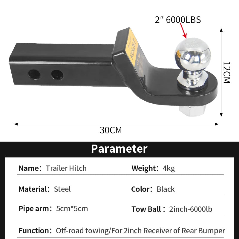 Trailer Hitch With 2" or 50mm Tow Ball Trailer Arm Set Fits 2inch Receiver of Rear Bumper Trailer Hook Car Accessories Lock Pin 2