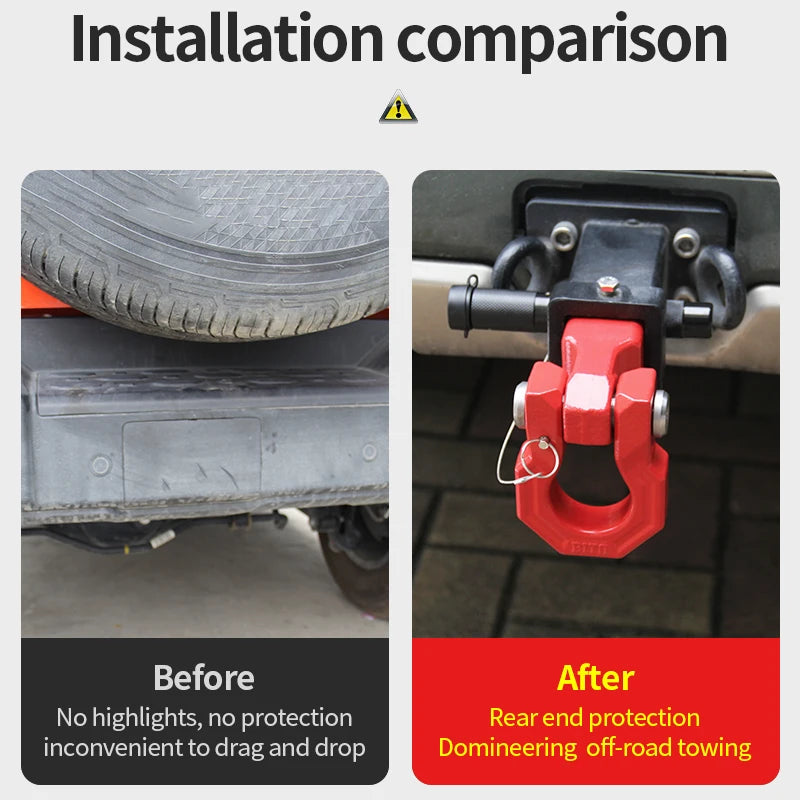 15Ton 40CR Steel Towing Shackle Trailer Arm Square Tube Trailer Refit Parts Tow Hook Trailer Hitch Camp Trailer Car Accessories 4
