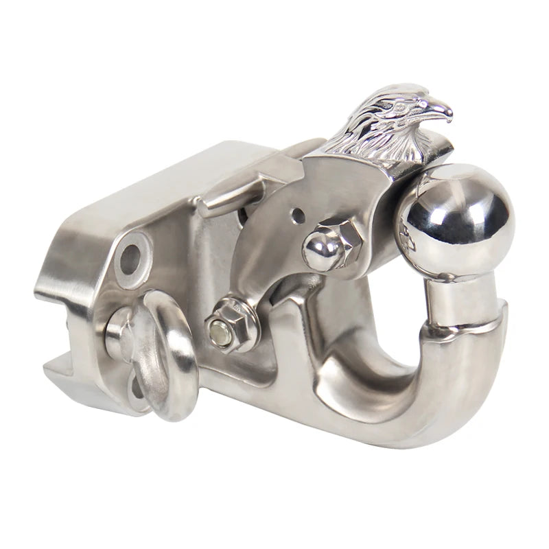 New Eagle Head Style Stainless Steel Trailer Hitch 105x55mm Base Hole Off-Road Rescue Tow Hook Refit Towing Accessories 1