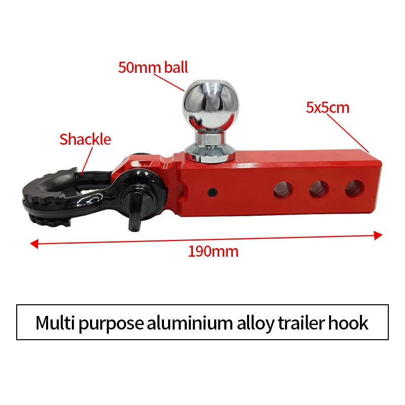 New High Quality Aluminum Alloy Trailer Hook U-shackle Steel 50mm Ball Hitch Off-road Refit Parts Tow Hook Accessories 10000lbs 2