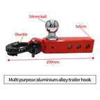 New High Quality Aluminum Alloy Trailer Hook U-shackle Steel 50mm Ball Hitch Off-road Refit Parts Tow Hook Accessories 10000lbs 2
