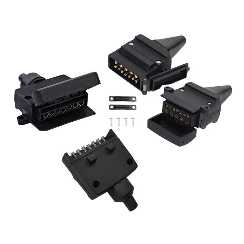 Australian Standard 7 Pin 12 Pin Flat Trailer Plug Socket Heavy Duty Waterproof Connector for RV Caravan Boat Truck Towing Hitch 3