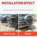 Folding Hitch Cargo Carrier Basket 2 Inch Receiver Mount Heavy Duty Steel Rear Bumper Luggage Rack for SUV Truck Car Road Trip 3