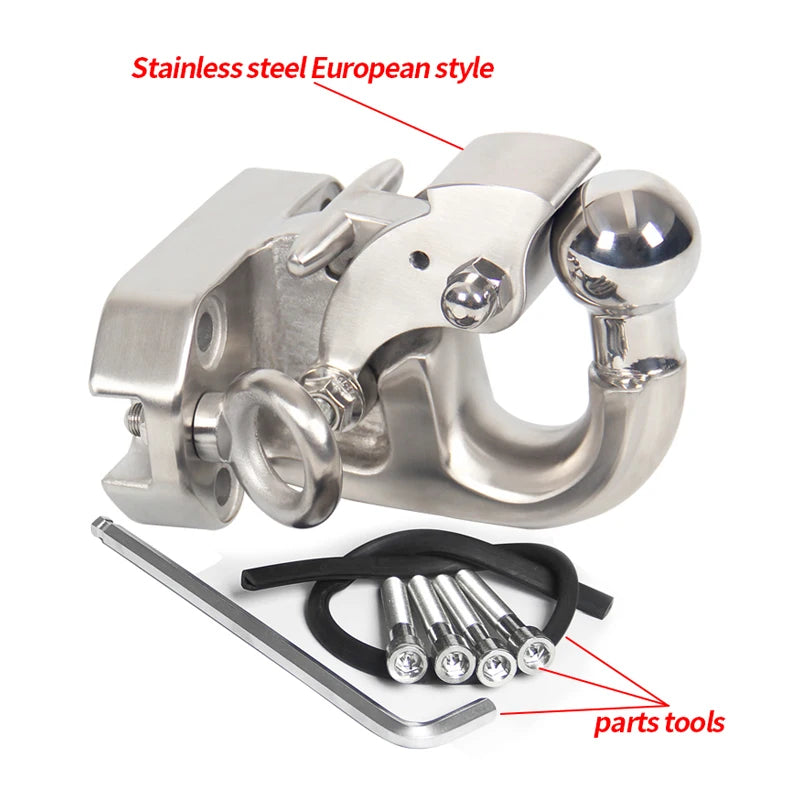 Prado Car European Style Stainless Steel OffRoad Rescue Trailer Hitch With Base Ring and Towing Ball Camp Trailer Accessories 4