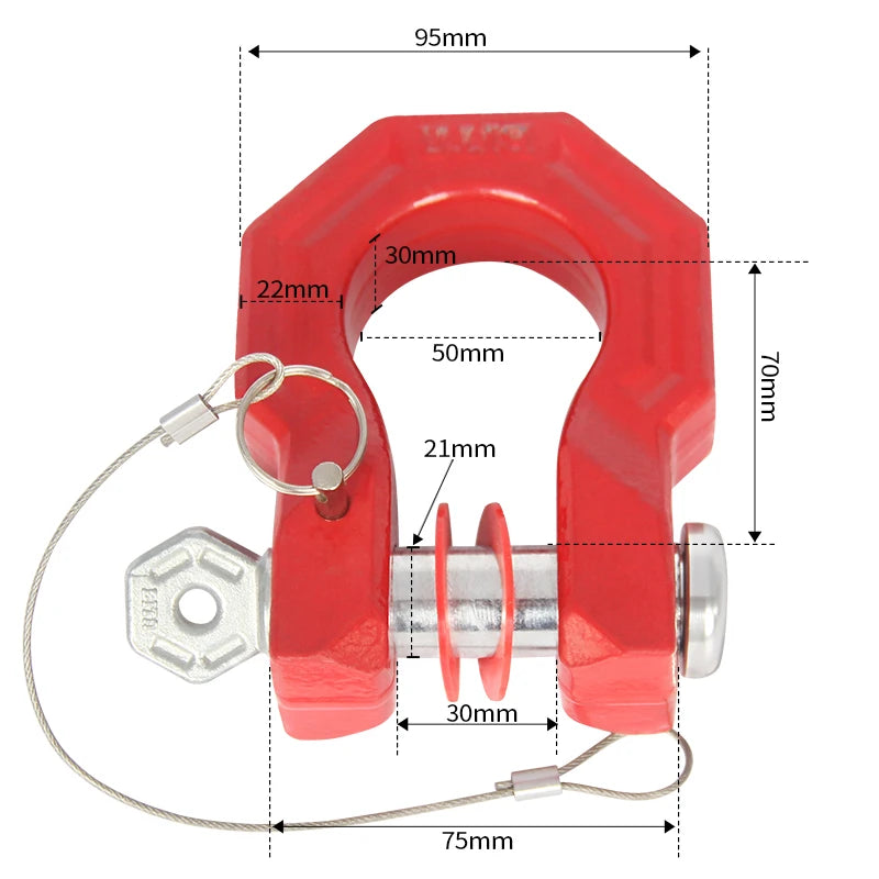 Red Forged 40CR Steel Trailer Hitch Bow-shackle U-hook Tow Hook Refit Partsl Off-road Car Accessoriesow 2