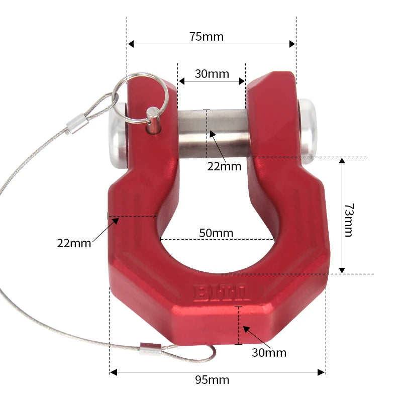 New Rose-Red 7075 Aluminum Alloy Forged Trailer Hitch Bow Shackle U-hook Tow Hook Refit Parts Off-road Car Accessories 15 Ton 2