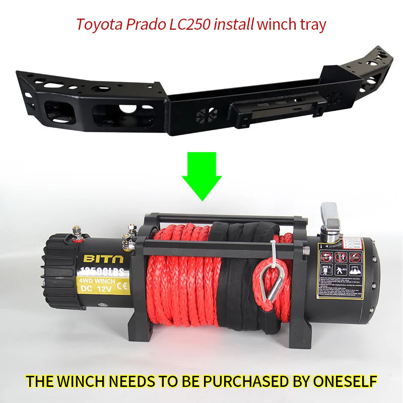 For Prado LC250 Front Bumper Steel Winch Tray Bracket Parts Winch Mounting Rack Holder Trailer Hitch Winch Cradle Accessories 6