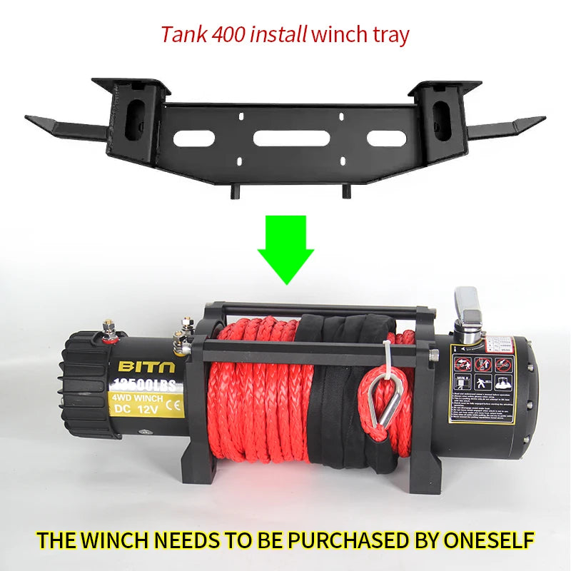 For Tank 400 Hi4-T Steel Front Bumper Winch Tray Bracket Winch Cradle Trailer Hitch Car Accessories Winch Mounting Rack Holder 2