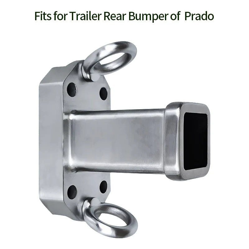 304 Stainless Steel Towing Square Mouth Base with 2inch Receiver for 2003-2023 Prado Trailer Hitch Offroad Parts Car Accessories 4
