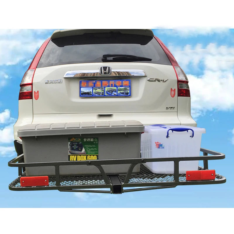 SUV Rear Luggage Compartment Foldable Mesh Large Capacity Outdoor Travel Basket Rack Trailer Hitch Camp Trailer Accessories 5