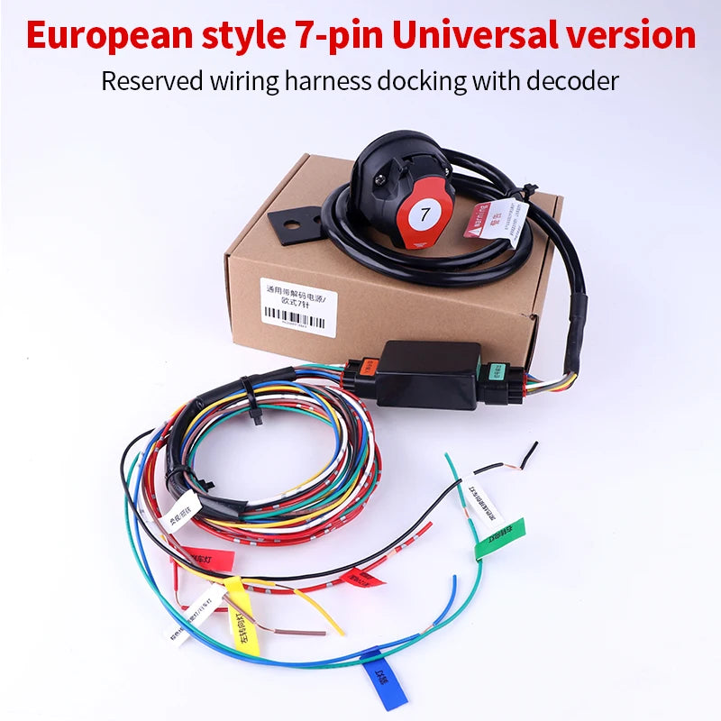 Universal 7 Pin European Trailer Wiring Harness Kit with CAN-Bus Decoder Bypass Relay for RV Caravan Towbar Towing Light System 4