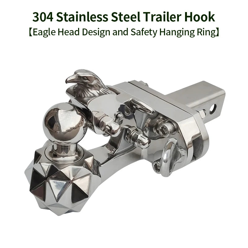 Stainless Steel Trailer Hook Match 2in Receiver Handing Ring and Eagle Head Design Trailer Hitch Arm Camping Car Accessories 1